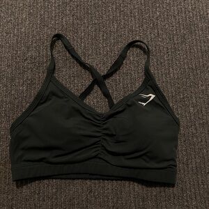 Gymshark Ruched Sports Bra - Dark Green (S)